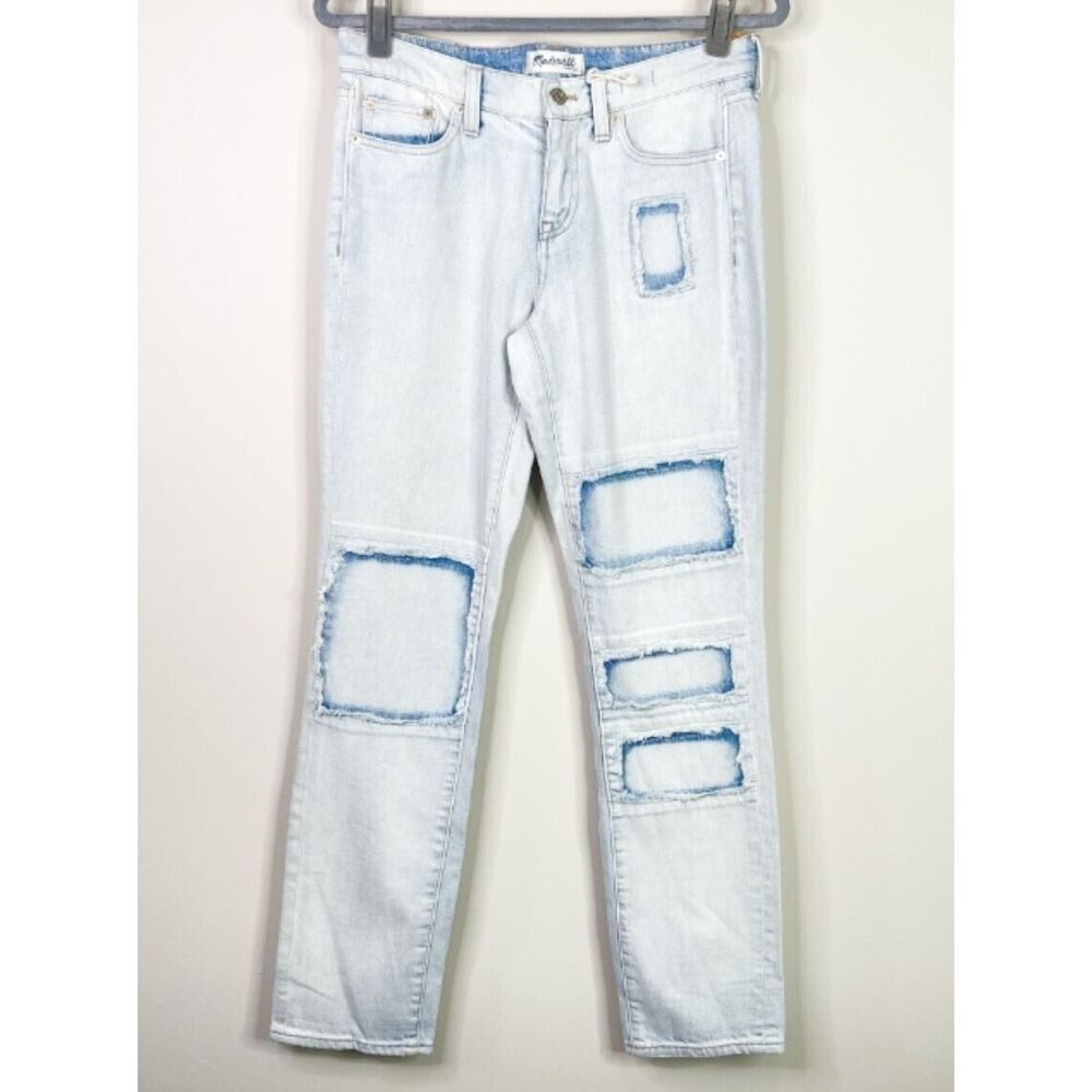 New Madewell Slim Boyjean Patched Edition Acid Wash Jeans Women's Size 26